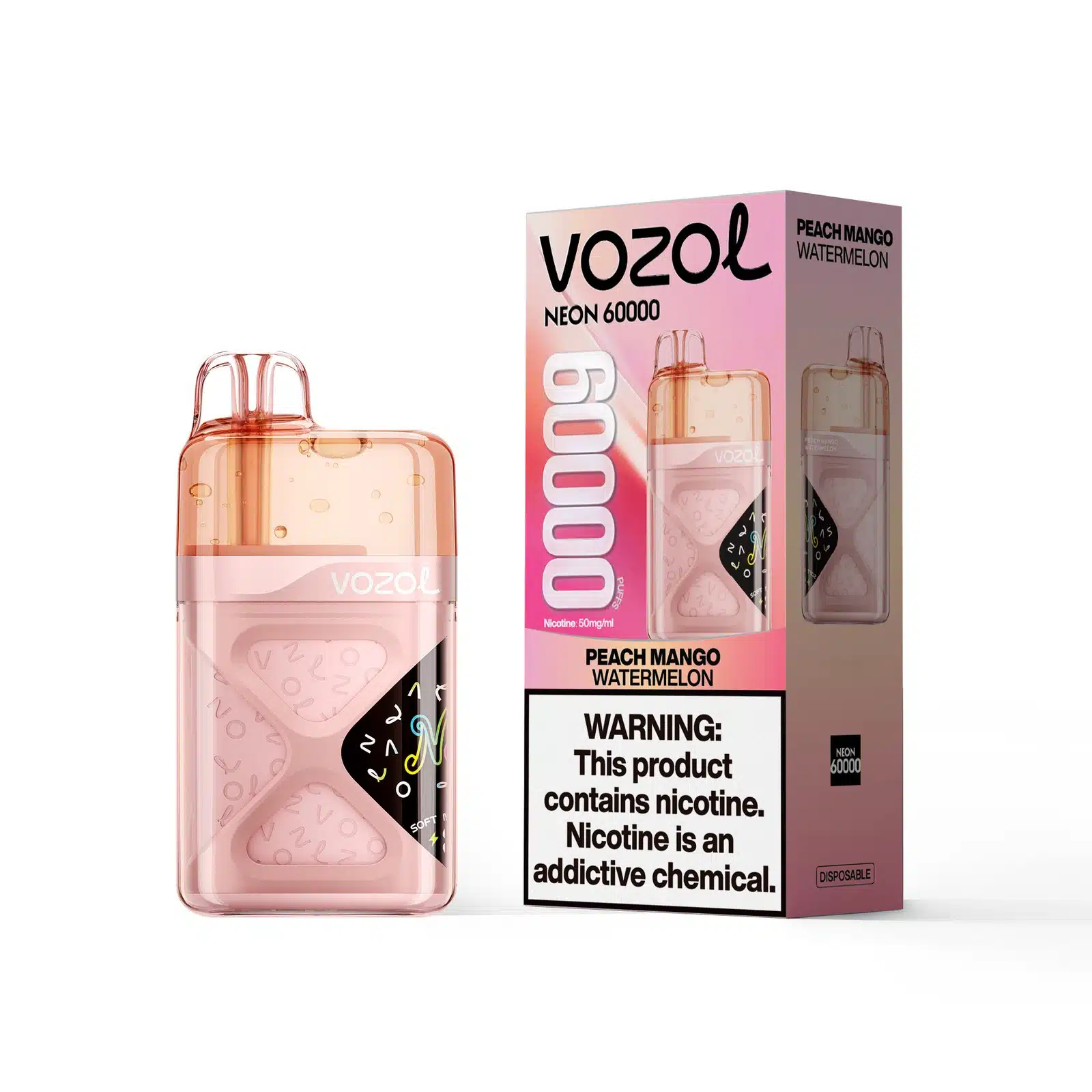 Peach-Mango-Watermelon-VOZOL-NEON-60000.webp Vozol Neon 60000 Peach Mango Watermelon - Görsel 1